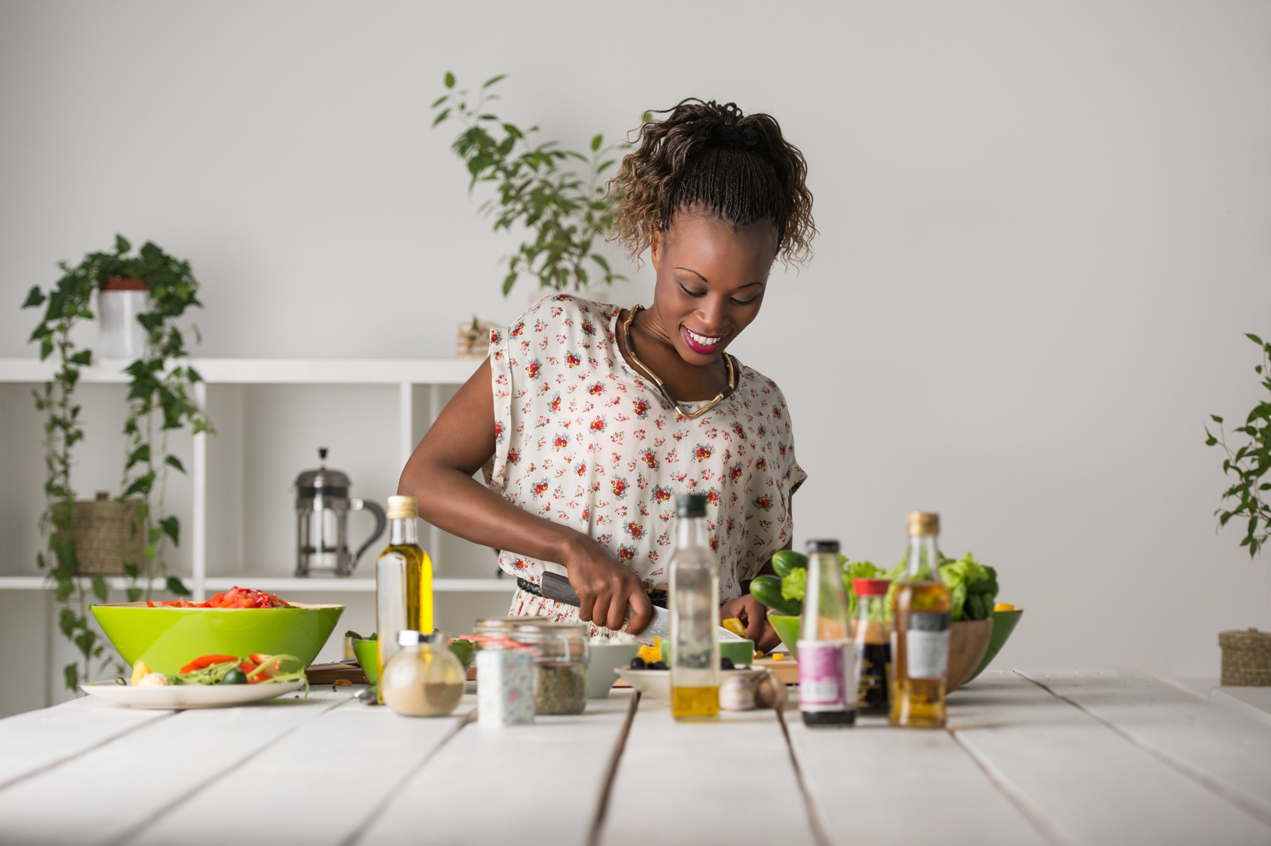 woman cooking food