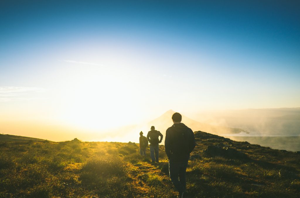 People Hiking in Sunshine