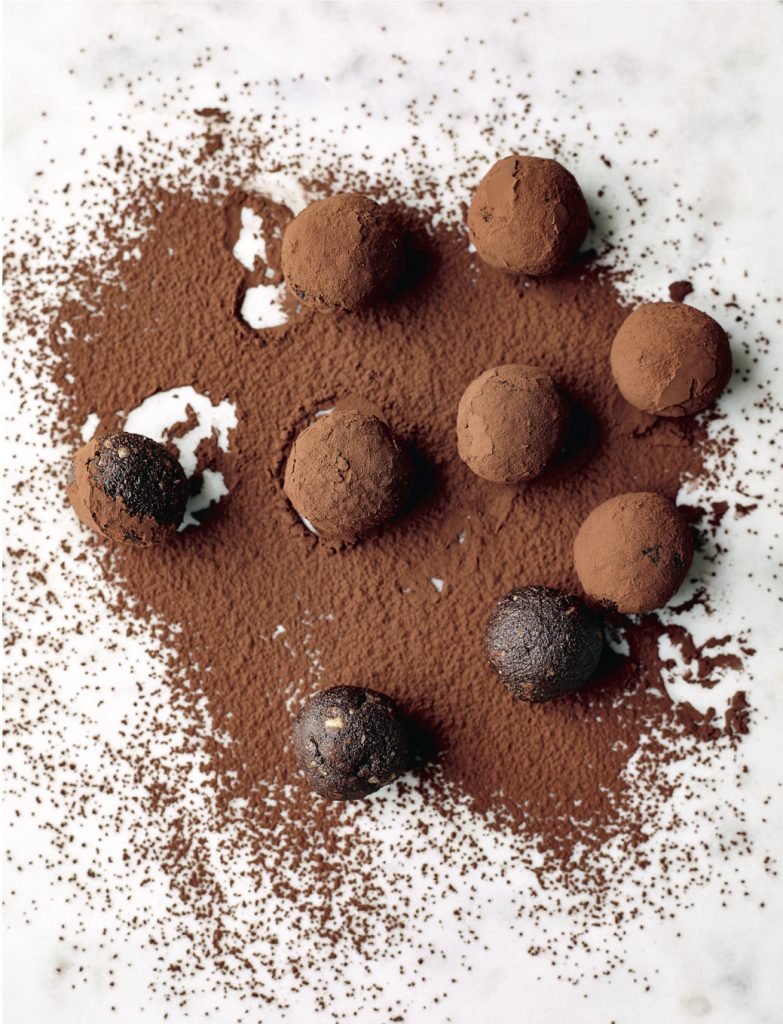 Sugar free chocolate truffles dusted with cocoa powder