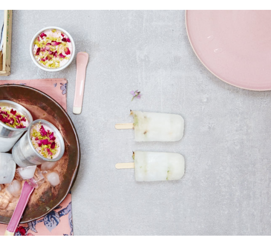 ice lollies persian rose kulfi frozen yoghurt - liz earle wellbeing
