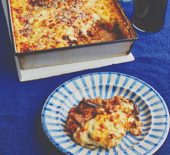 Potato and aubergine vegetarian moussaka
