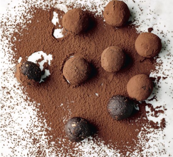 Sugar free chocolate truffles dusted with cocoa powder
