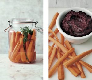 Beetroot dip with carrots