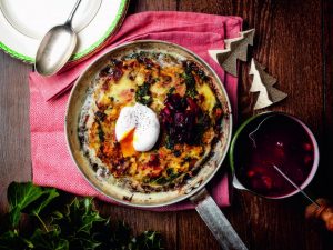 Leftover turkey leg with bubble and squeak