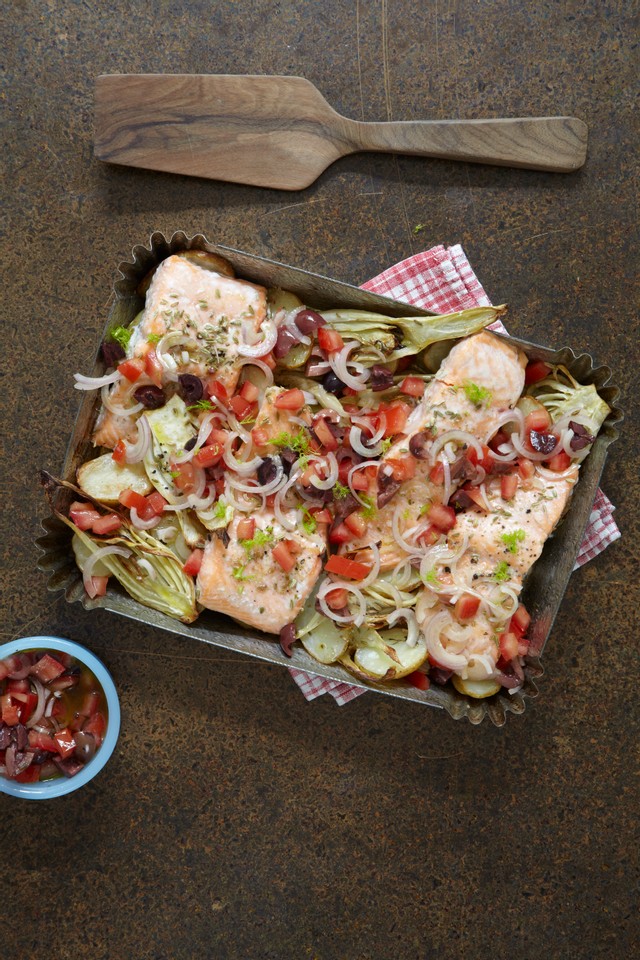 Fish traybake recipe for a light midweek meal Liz Earle Wellbeing