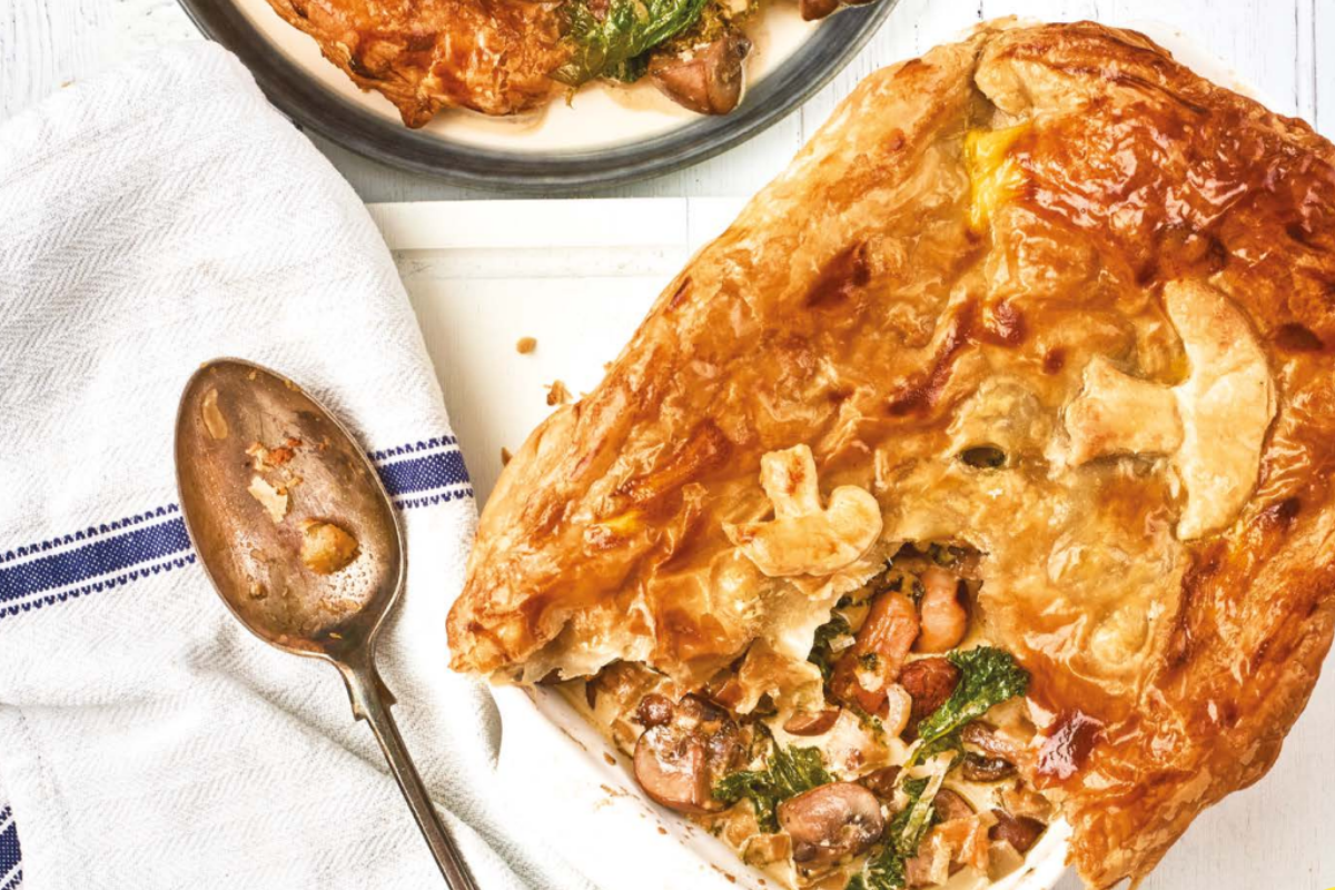 Mushroom, kale and tarragon pie recipe